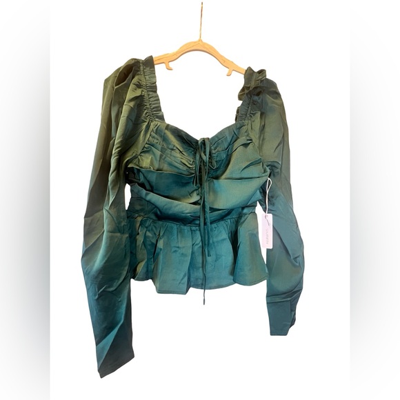 NWT Emerald green/Jewel tone long sleeve top - small - Picture 2 of 6